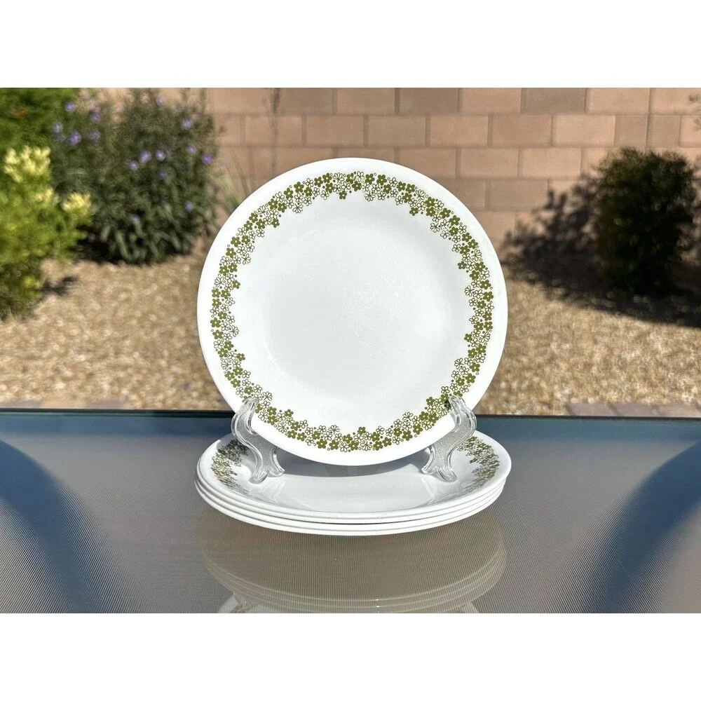 Set of 6 CORELLE by Corning SPRING BLOSSOM GREEN CRAZY DAISY 6 3/4” Bread Plates